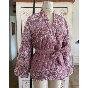 LUCKY BRAND Quilted Floral Boho Kimono S